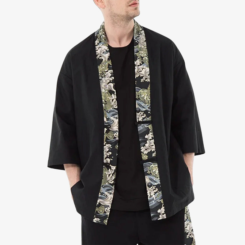 Haori Col Irezumi en Coton Brossé