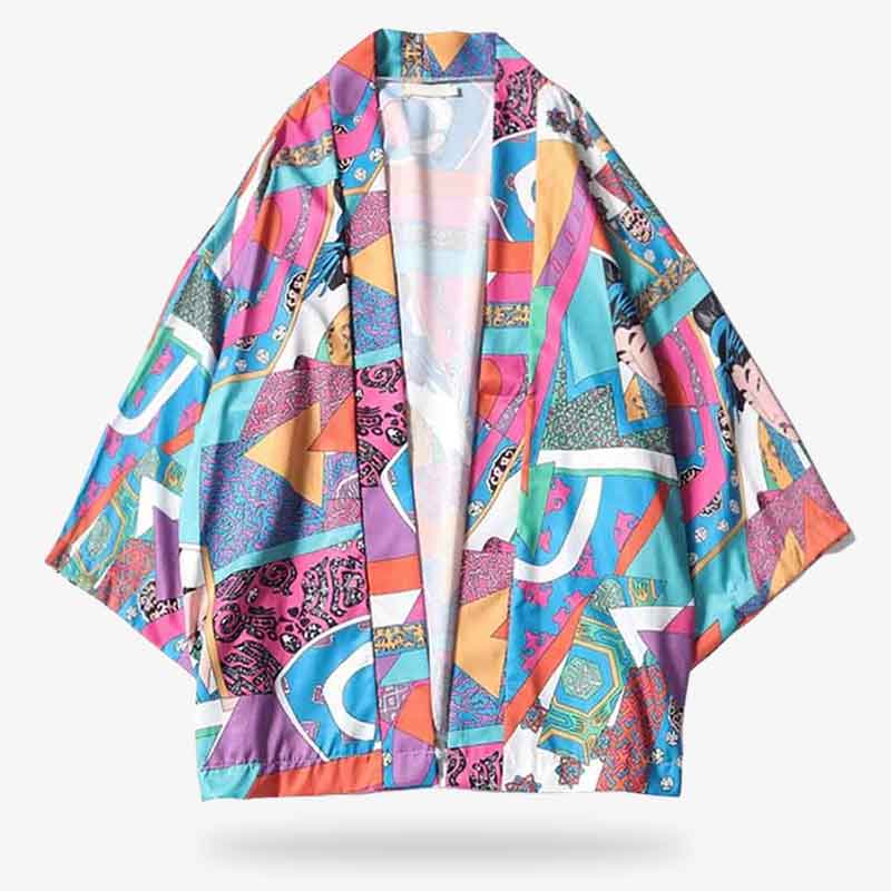 Haori Montsuki Motif Kanji Style Ukiyo-e