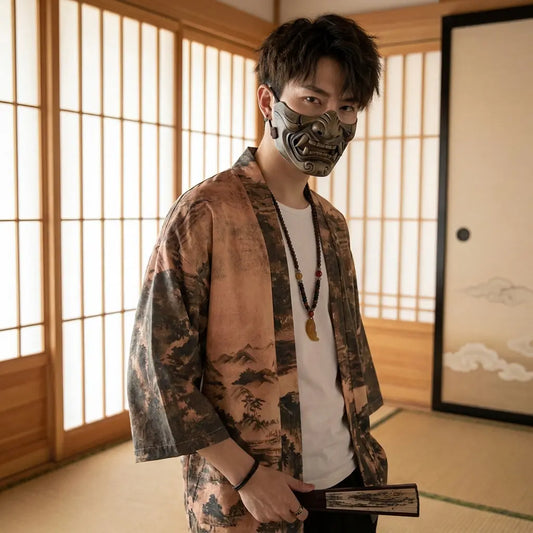 Haori Streetwear Paysage Ukiyo-e au Dos