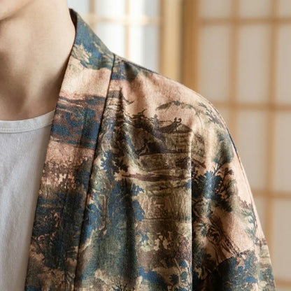 Haori Streetwear Paysage Ukiyo-e au Dos