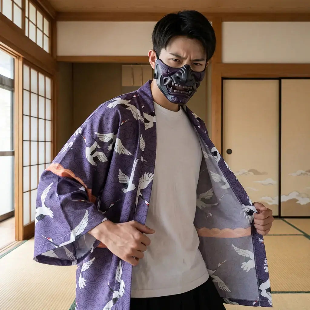 Haori Tokyo à Motifs de Grues Tsuru