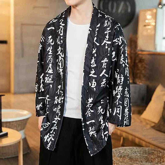 Haori Homme Écriture Kanji Imprimée