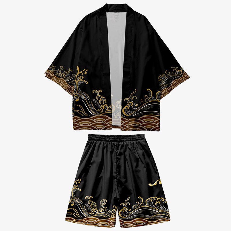 Haori Vague Japonaise avec Short Assorti
