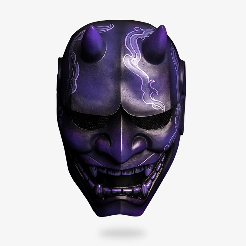 Masque Japonais Oni Rouge ou Bleu Peint au Pinceau