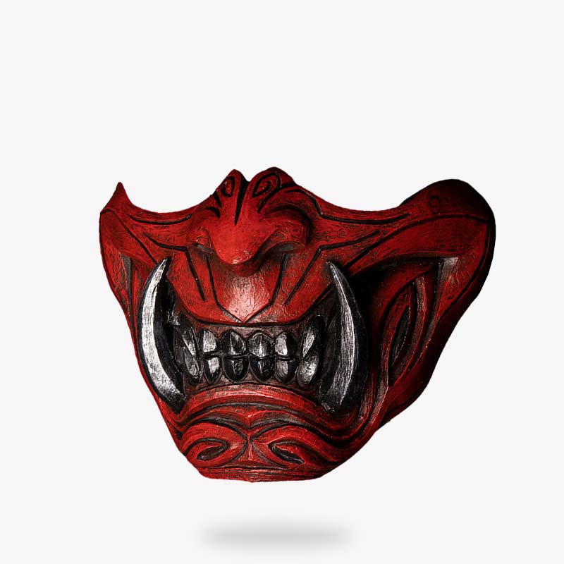 Masque Oni Rouge Sang en PU et Fibre de Verre