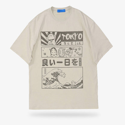Maneki Neko T-Shirt Tokyo et Grande Vague