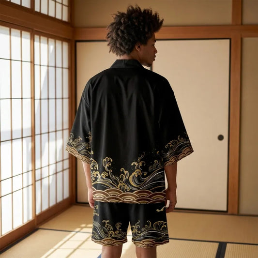 Haori Vague Japonaise avec Short Assorti