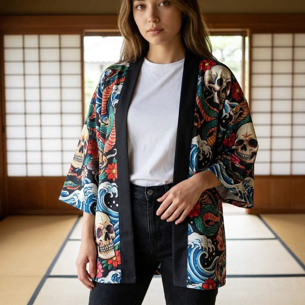 Haori Femme Grande Vague et Shinigami