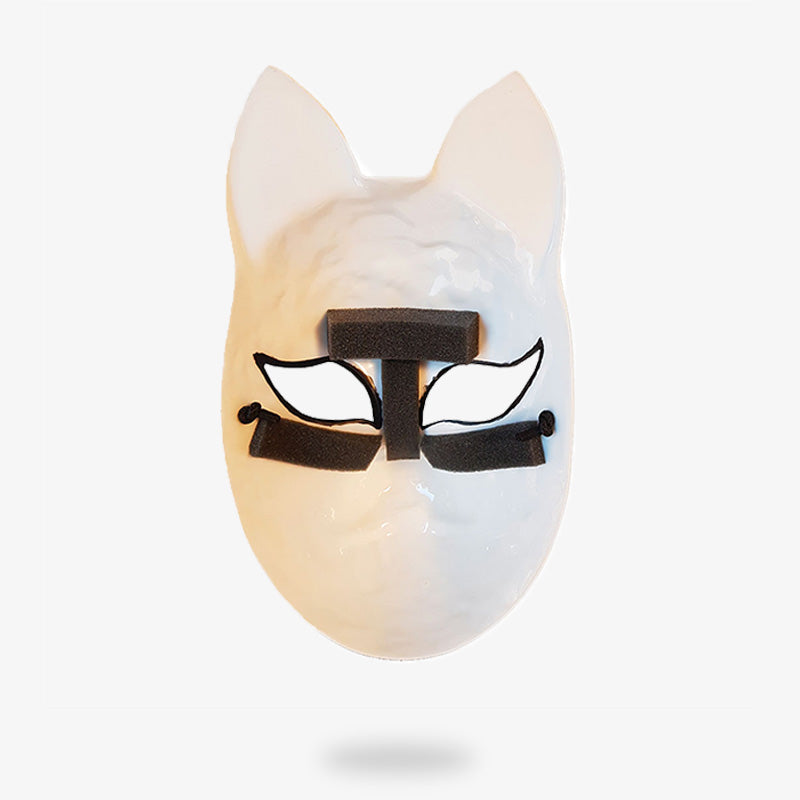 Masque Kitsune Façonné et Peint au Pinceau