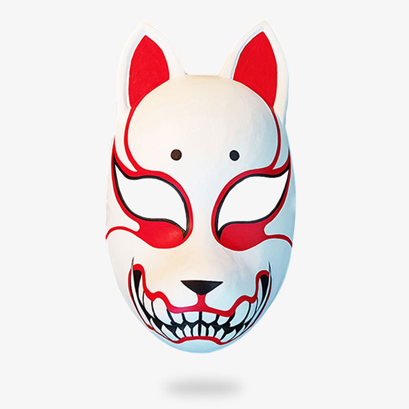 Masque Kitsune Façonné et Peint au Pinceau