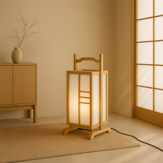 Lanterne Japonaise Shoji en Bois à Poignée