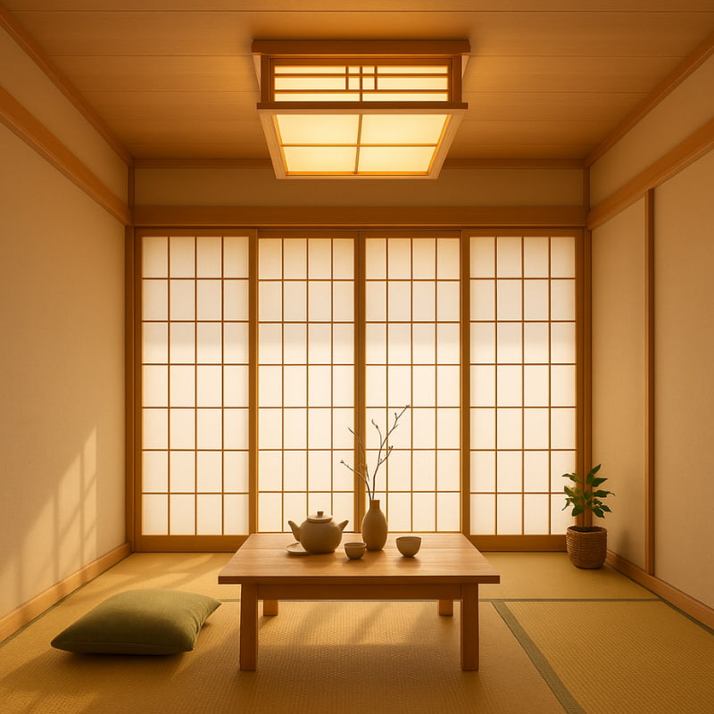 Plafonnier Japonais Shoji en Bois de Bambou