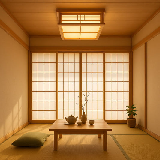Plafonnier Japonais Shoji en Bois de Bambou