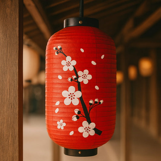 Lanterne Japonaise Chochin Imprimé Sakura Lot de 2