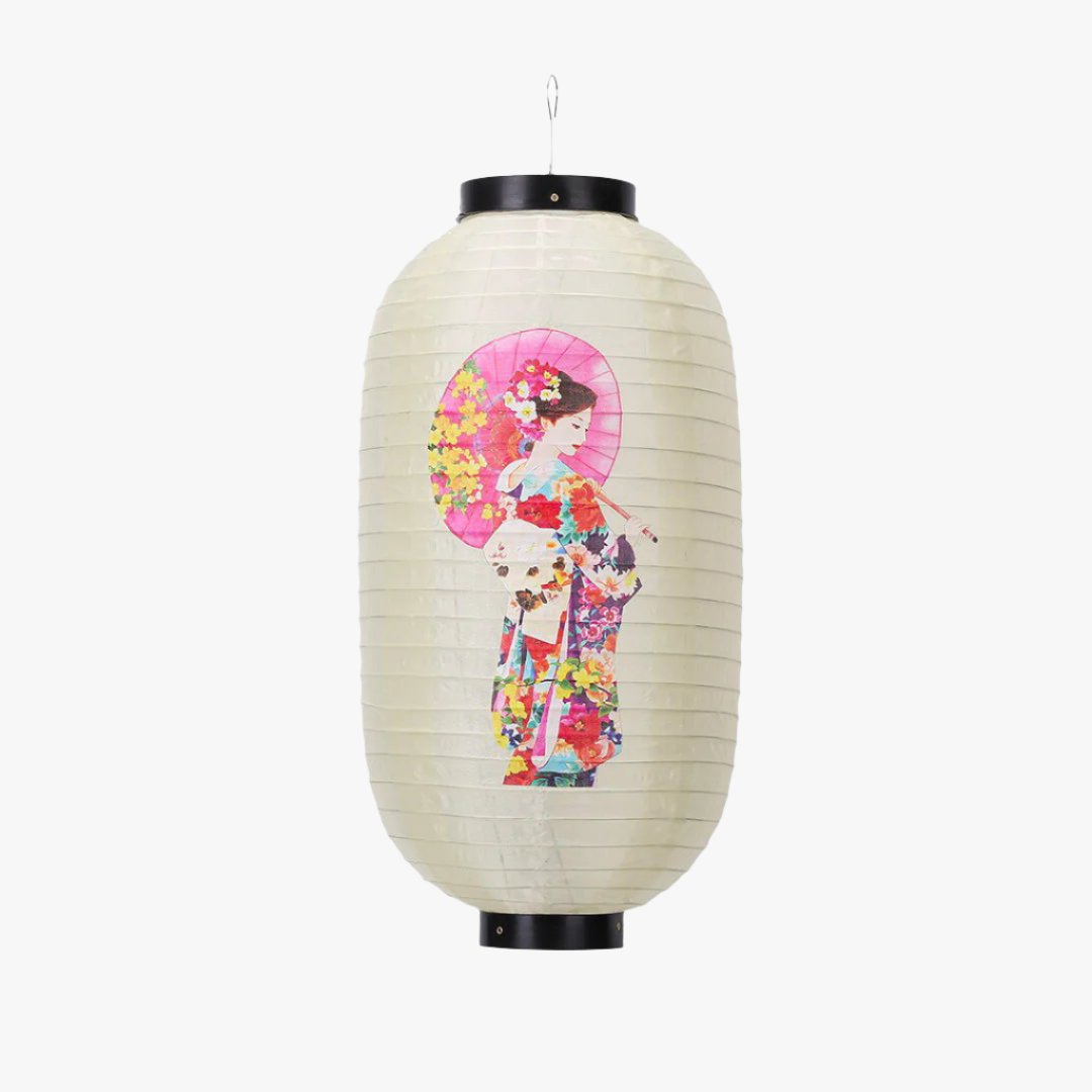 Lanterne Japonaise Chochin Geisha à l'Ombrelle