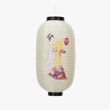 Lanterne Japonaise Blanche Geisha à l'Éventail