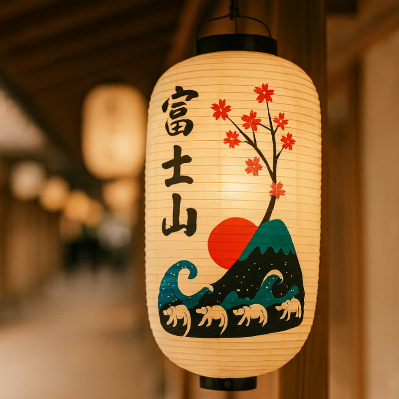 Lanterne Japonaise Blanche Fuji et Soleil Levant
