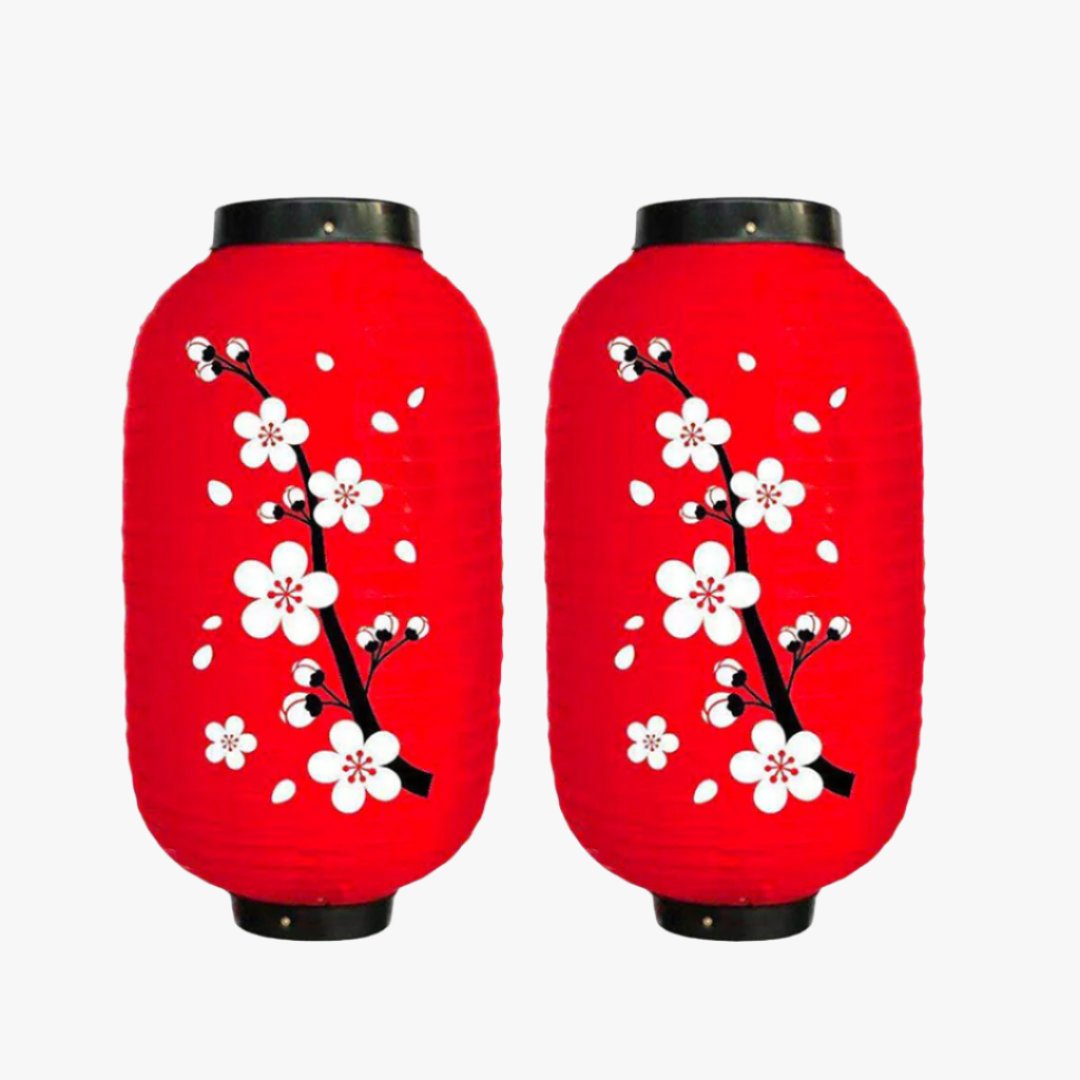 Lanterne Japonaise Chochin Imprimé Sakura Lot de 2