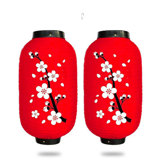 Lanterne Japonaise Rouge Fleurs de Cerisier Lot de 2