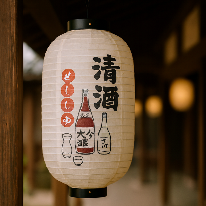 Lanterne Japonaise Izakaya Bouteilles de Saké