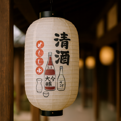 Lanterne Japonaise Izakaya Bouteilles de Saké