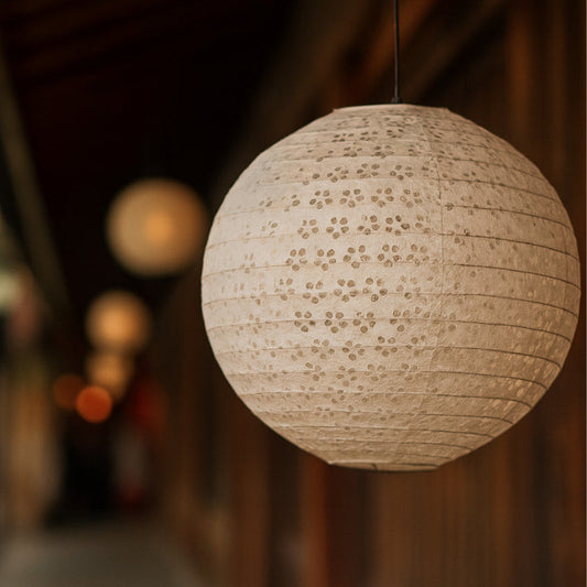 Lanterne Japonaise Blanche Ronde en Papier Washi