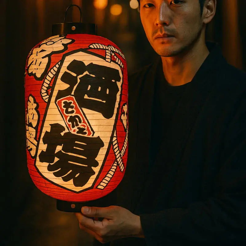 Lanterne Japonaise Rouge Calligraphie Izakaya