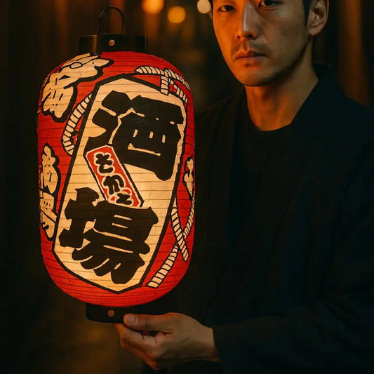 Lanterne Japonaise Rouge Calligraphie Izakaya