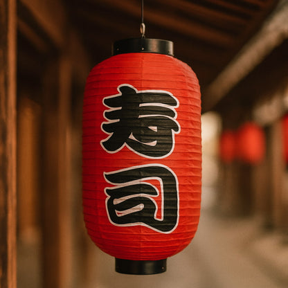 Lanterne Japonaise Rouge à Kanji Noirs