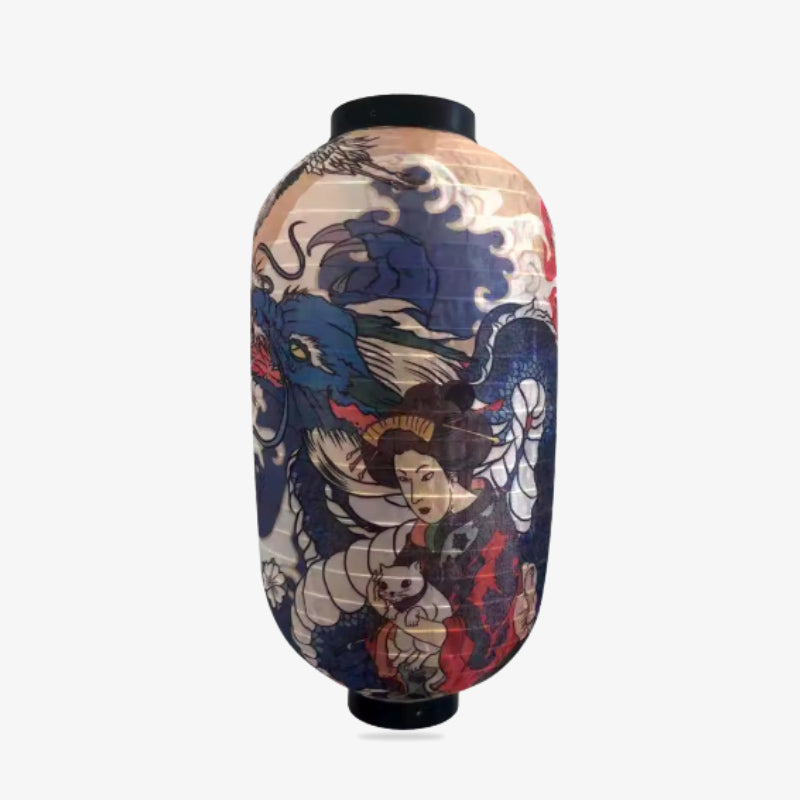 Lanterne Japonaise Irezumi Vagues et Dragon