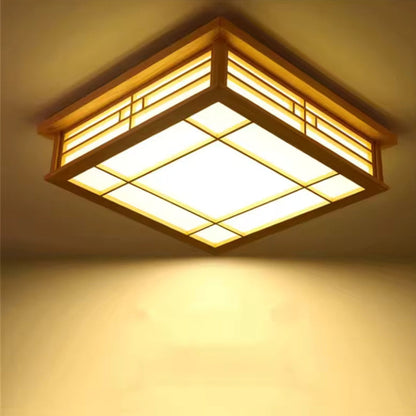 Plafonnier Japonais Shoji en Bois de Bambou