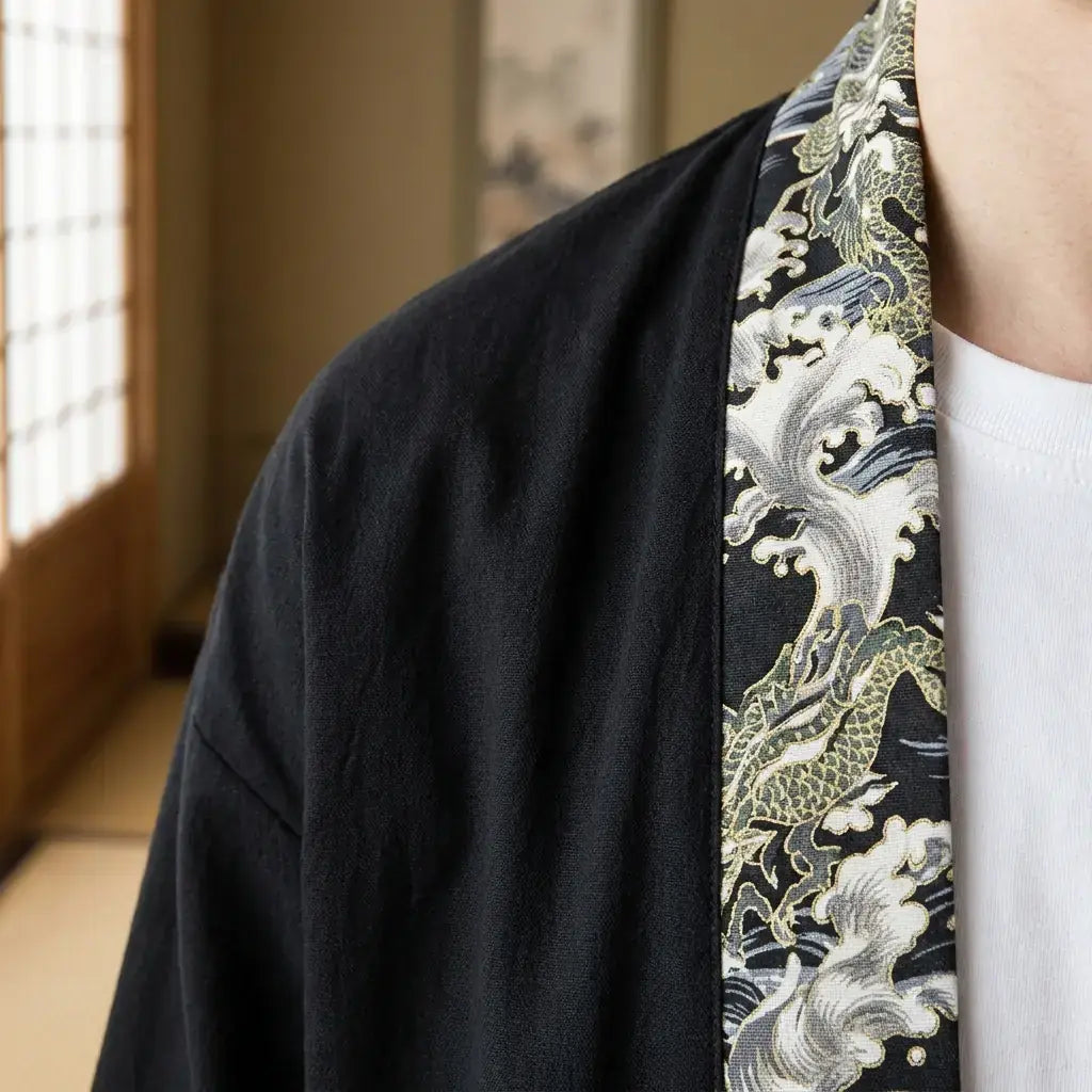 Haori Col Irezumi en Coton Brossé