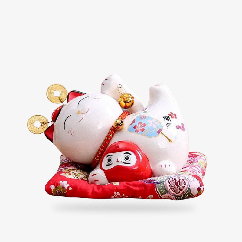 Maneki Neko Tirelire au Daruma 16 x 11 cm