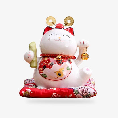 Maneki Neko Tirelire Coussin Rouge 16 x 11 cm