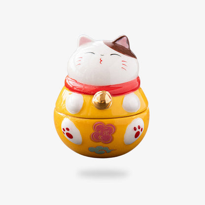 Maneki Neko Tirelire Violet ou Jaune 6 cm