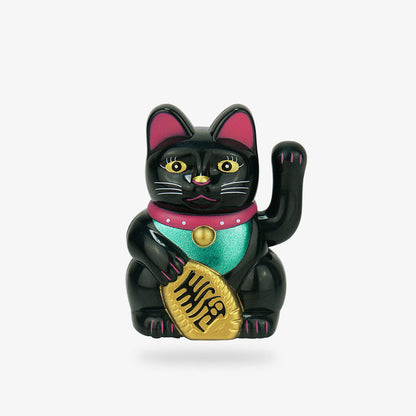 Maneki Neko Solaire Noir à Patte Animée