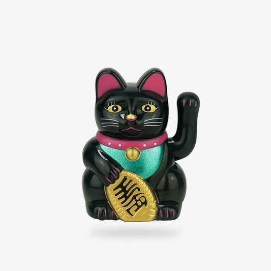 Maneki Neko Solaire Noir à Patte Animée