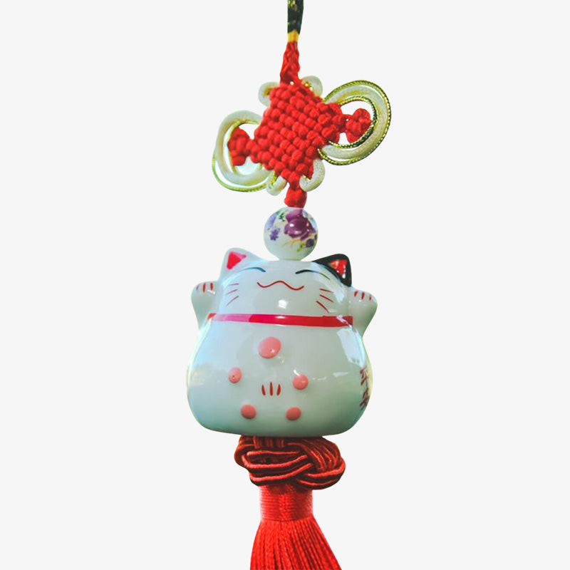 Maneki Neko Pendentif Voiture en Céramique