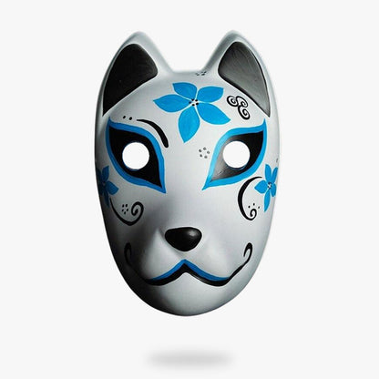 Masque Kitsune Motif Sakura Peint Main