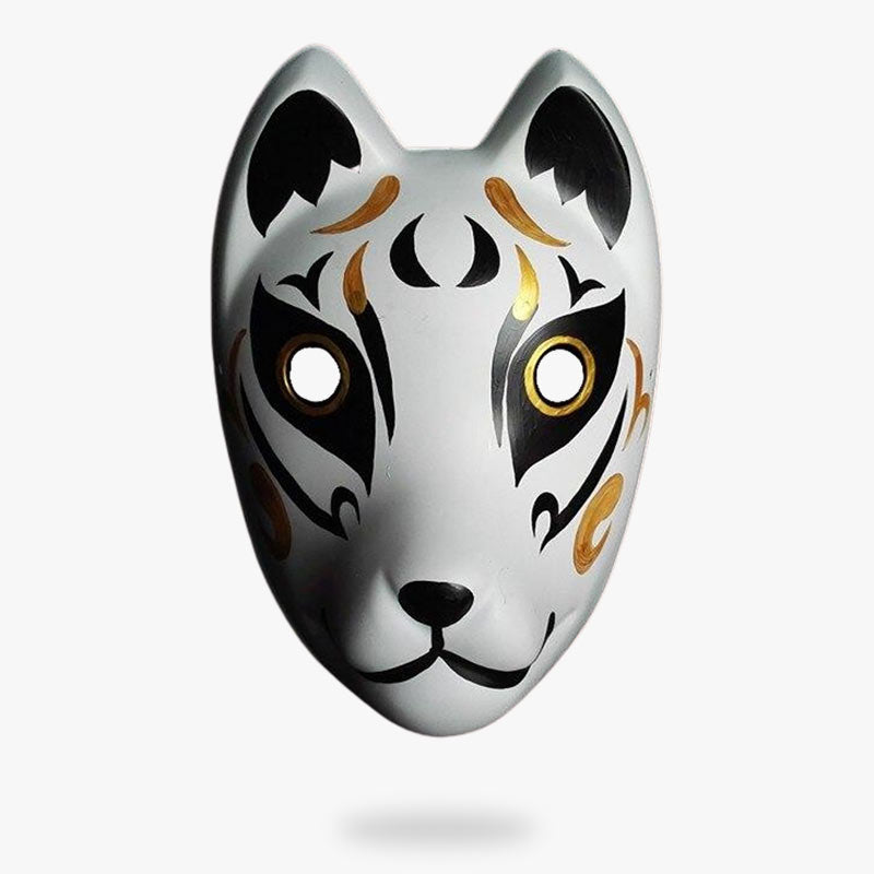Masque Renard Kitsune en Pâte à Papier Peint Main