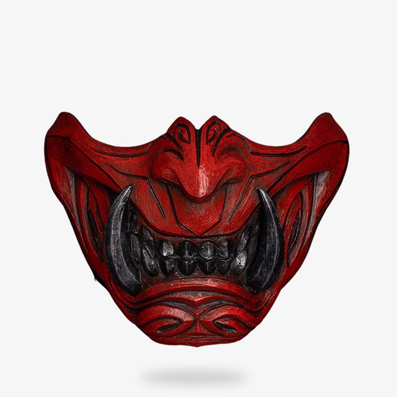 Masque Oni Rouge Sang en PU et Fibre de Verre