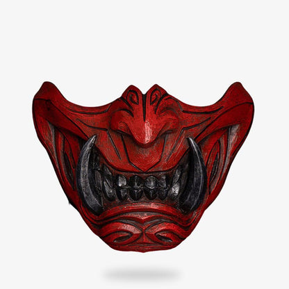 Masque Oni Rouge Sang en PU et Fibre de Verre