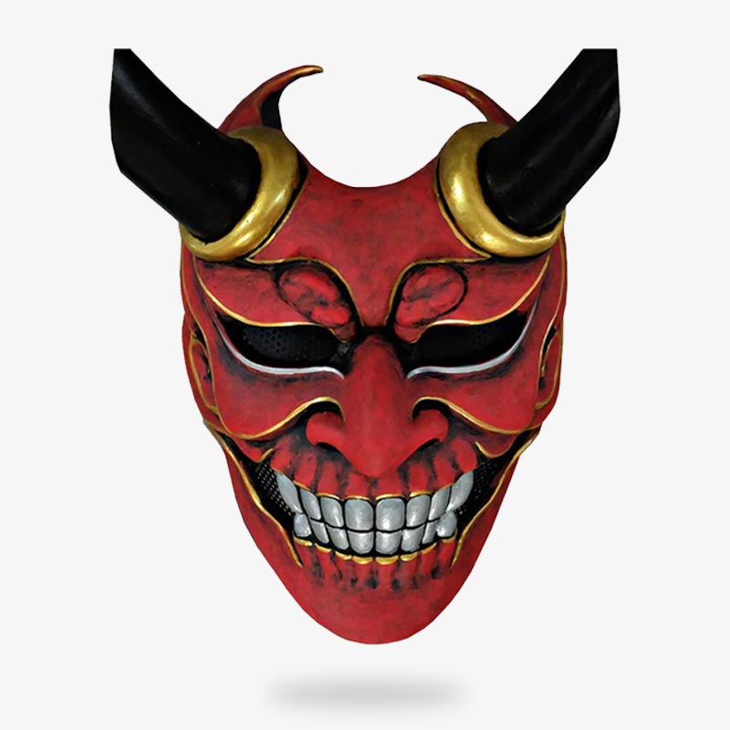 Masque Japonais Démon Rouge Peint à la Main