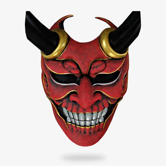 Masque Japonais Démon Rouge Peint à la Main