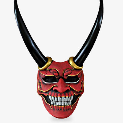 Masque Japonais Démon Rouge Peint à la Main