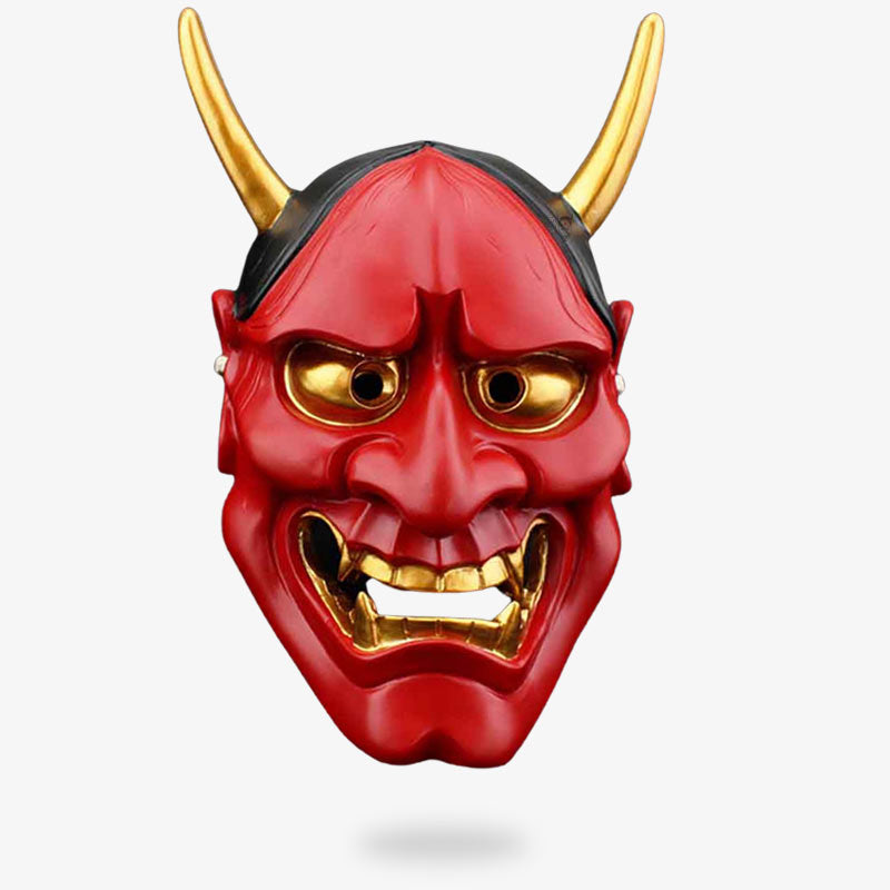 Masque Japonais Diable Oni Rouge en Résine