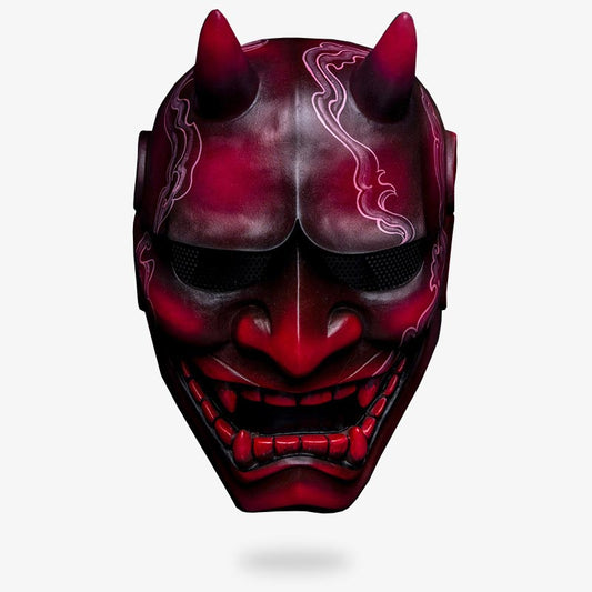 Masque Japonais Oni Rouge ou Bleu Peint au Pinceau