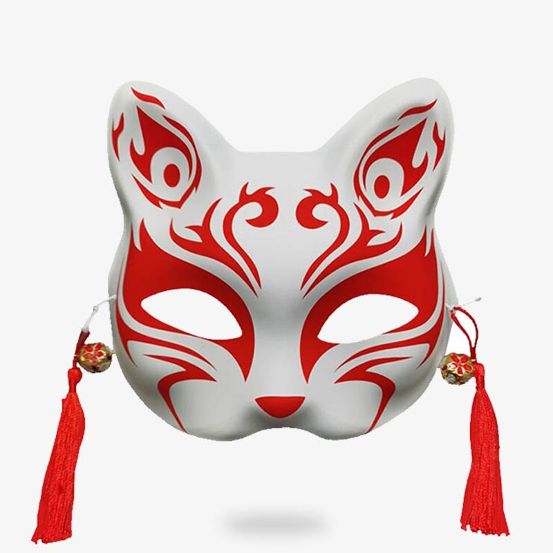 Masque Japonais Chat Rouge et Blanc Matsuri