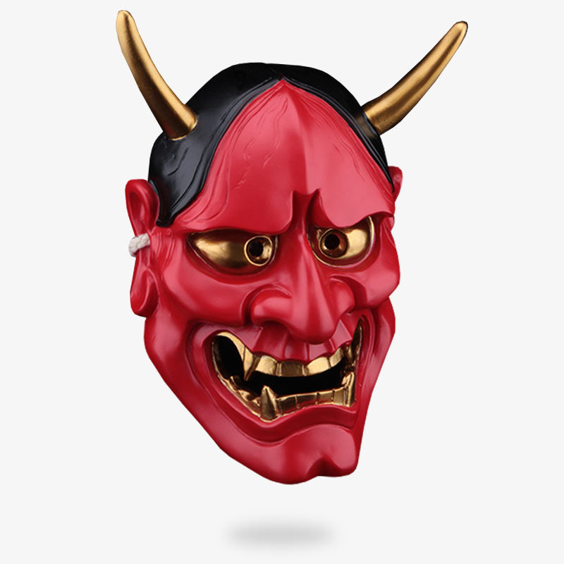 Masque Japonais Diable Oni Rouge en Résine