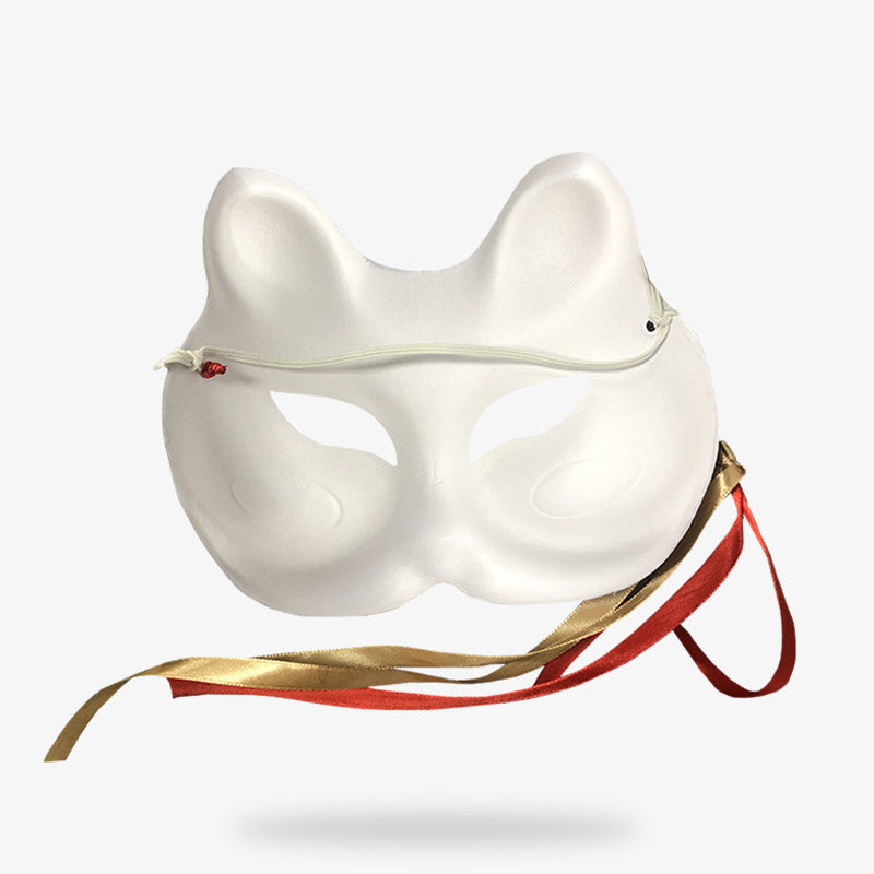 Masque Japonais Chat Matsuri en Pâte à Papier